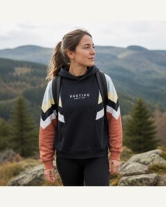 Hoodie mit Streifenärmeln Dunkelblau | Kaotiko | M | Hoodies